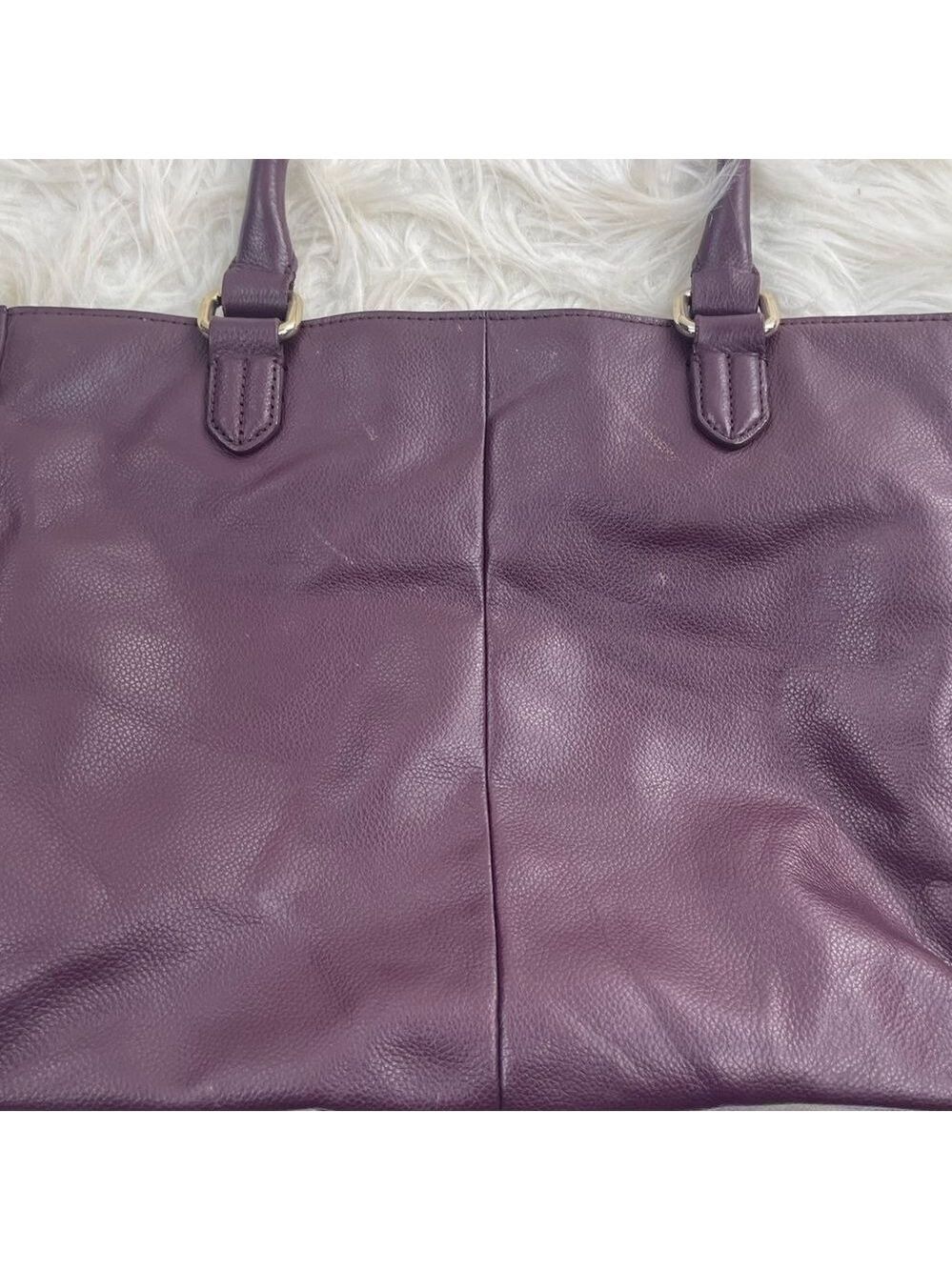 Cole Haan Purple Leather Dual Strap Handbag - Picture 10 of 16
